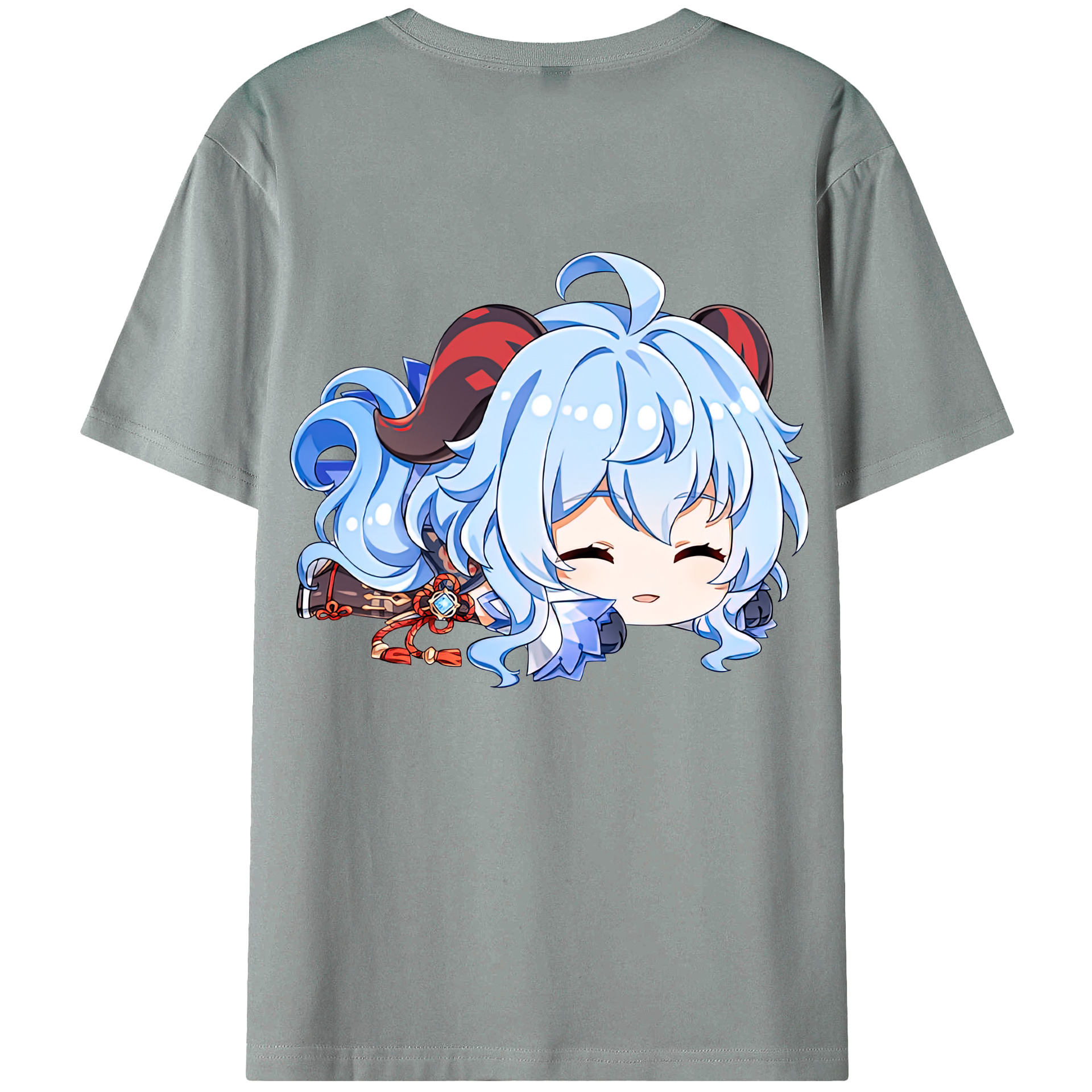 げんし神 甘雨 かんう genshin Ganyu 綿100％ メンズ半袖Tシャツ（バックプリント） 通気性